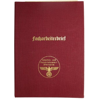 3ème certificat de travailleur qualifié Reich - Facharbeiterbrief. Espenlaub militaria